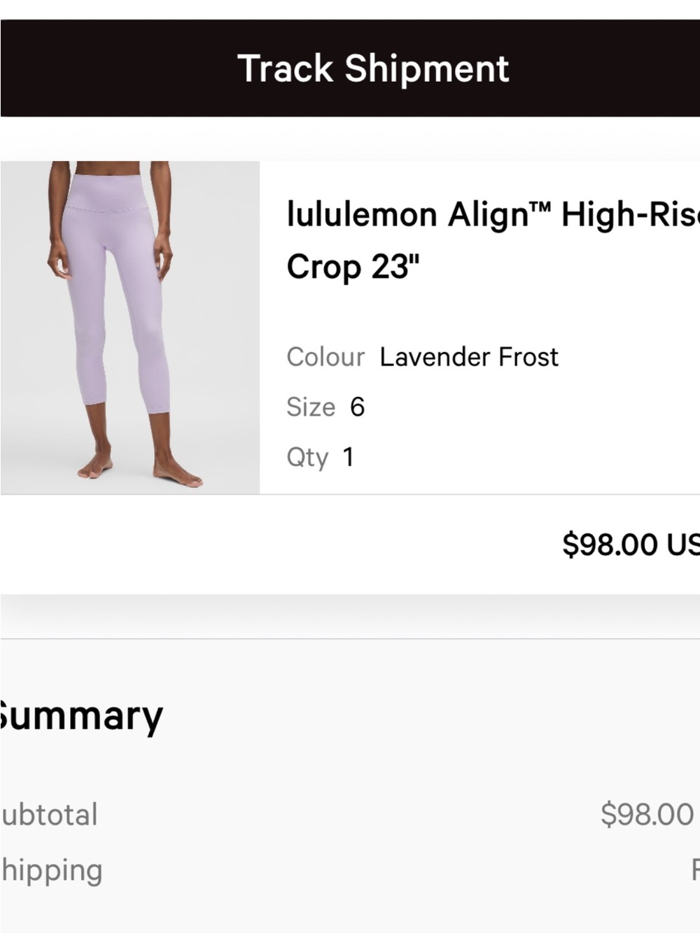 Lululemon Align 23” cropped legging - Lavender Frost